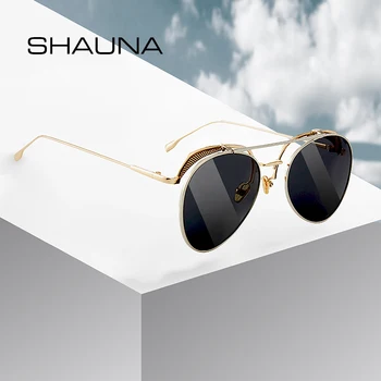 SHAUNA Retro Polarizate Clapetă Steampunk ochelari de Soare Femei de Moda de Metal Punk Anti-Albastru Ochelari Rame Bărbați UV400
