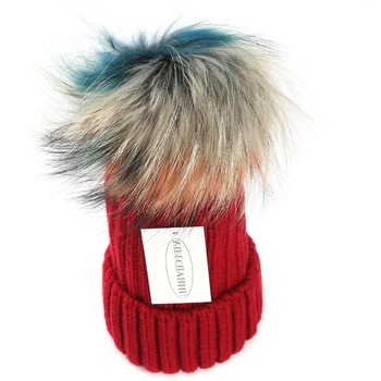 Moda Noua Vulpe Blană de Nurcă pompoms 15cm Chelioși Căciuli, Pălării Pentru Femei Fata de Pălării de Iarnă pentru Copii Wram Chelioși Căciuli Pălărie