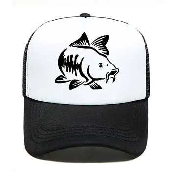 Crap Pește Amuzant imprimare Plasă de Pălării Pentru Bărbați, Femei Fishings Mi-a Distrus Viața Casual Pălării Hip Hop Sepci de Baseball Reglabil parasolar capac