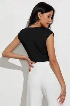Vara Salopete Pentru Femei Sexy Femei Slim Body Corp Pentru Femei V-Neck Fără Mâneci Tricou Negru Romper Doamnelor Costume De Haine