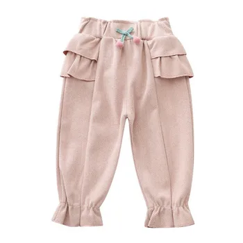 Fete Pentru Copii De Toamna Din Bumbac Solid Print Pantaloni Casual Arc Decor Pantaloni Haine De Copil Fund