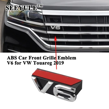 1 buc SEEYULE Auto Personalizate Grila Fata cu Emblema V6 Grill decor ABS Argint Autocolant accesorii pentru VW Volkswagen Touareg 2019