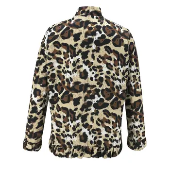 2019 Femei Causual Paltoane Jachete Femei Geaca Toamna Iarna Femei Casual Leopard Imprimate Cu Maneci Lungi Cu Fermoar Deschide Ochi