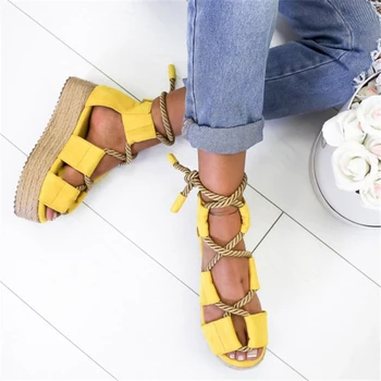 ADBOOV Peep Toe Sandale cu Platforma Femei Coarda Sandale Plate Sandalias Mujer 2019 Mare Dimensiune 41 42 43