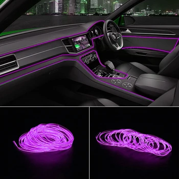 Mașină de Iluminat Interior 5m Benzi Auto Benzi cu LED-uri Ghirlanda cabluri Decor Masina Neon LED Lampă Flexibilă Coarda Tub Accesorii Auto