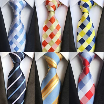 YISHLINE Noua Fabrica de 8cm Cravată în Carouri Controale Jacquard cu Dungi Țesute Bărbați Clasic Gât Cravate de Nuntă Gravatas Mire de Mătase Cravata