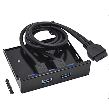 De înaltă calitate 20 Pin 2 Porturi USB 3.0 Hub USB3.0 Panou Frontal din oțel Bridă Cablu Adaptor pentru PC Desktop 3.5 inch Floppy Bay