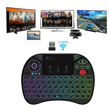 Original Rii x8 RGB Iluminata Tastatura mini Wireless i8x 2.4 G Zbor Air Mouse rusă spaniolă Touchpad-ul de Gaming pentru Android TV BOX PC-ul