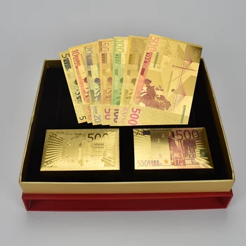 Colectia de suveniruri Wholeset Folie de Aur a Bancnotelor Euro și Euro Carte de Joc Cu o Cutie-Cadou