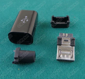100 buc DIY Conector Micro USB Tip B 5 pini de sex Masculin 5Pins port de sex Masculin priza de Patru Piese de Asamblare Conector Priza