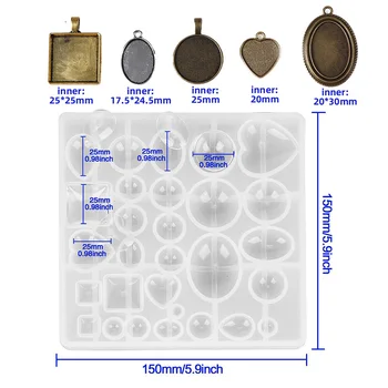 1 Set 31pc Mucegai Silicon Turnare Bijuterii DIY Accesorii pentru fabricarea de Instrumente de Matrite crearea Bazei Geometrice Epoxidice ResinCombination Meserii