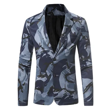 Dropshipping camuflaj serie de barbati casual slim costum de înaltă calitate jacheta de moda sacouri casual mâneci lungi buton top coat