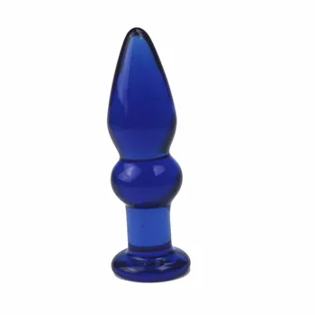 Sticlă plug anal glonț jucarii sexuale pentru femei lesbiene G SPOT jet albastru de Cristal cârlig vibrator anal prostata stimulator anus BUTTplug