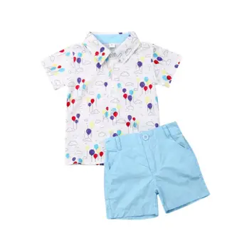 2019 Vara Haine Băiat 2 buc pentru Copii Copilul baietel Domn Haine Florale Cămașă Topuri pantaloni Scurți Pantaloni de Costum