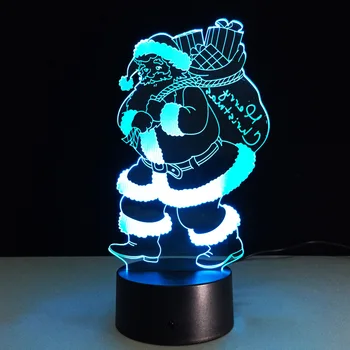 Nou Mos Craciun 3D figura de lumină colorate atinge lampa LED USB de alimentare cadou atmosfera cadou pentru a trimite copiii iubitor A70