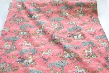 Jumătate De Metru Japoneză Kokka Oxford Tesatura De Bumbac Patchwork, Quilting Pânză Țesături Textile Pentru Cusut Un Unicorn