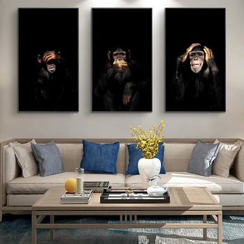 Art Amuzant Maimuță Minunat De Arta De Perete Animale Abstract Panza Pictura, Moda, Arta De Perete Pentru Camera De Zi Dormitor Decor Acasă Cadru Cadou
