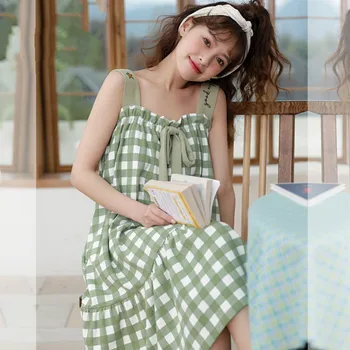 Cămăși de noapte Sleepshirts Femei fără Mâneci Genunchi lungime Imprimare de Vară Moale Moda Homewear Minunat Respirabil coreeană Stil Casual Fierbinte