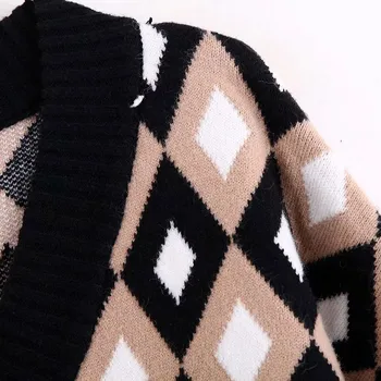 Moda pentru Femei Tricot Pulovere V gât zora argyle Pulovere Femei, Pulovere Streetwear trage femme pentru Femei haine de iarnă 2019 sweter