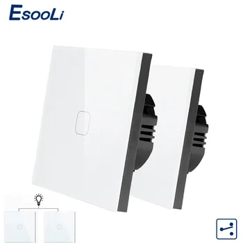 Esooli Standard UE 1 Banda 2 Modul de Control de Perete Ecran Tactil Comutator,Cristal Panou de Sticlă,cross/prin comutator,2 buc/pachet
