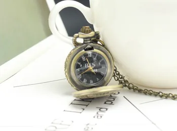 Antic Dimensiuni Mici BTS Bronz Cuarț Ceas de Buzunar Mens pentru Femei Lanț Colier Pandantiv Ceas Analogic Cadou Jucărie pentru Copii ceas