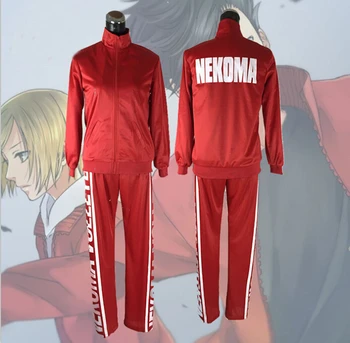 Haikyuu Nekoma Mare Sacou+Pantaloni De Uniformă Tetsurou Kuroo Kozume Kenma Cosplay Costum Stabilit Echipa De Volei Sport De Culoare Roșie Uniformă