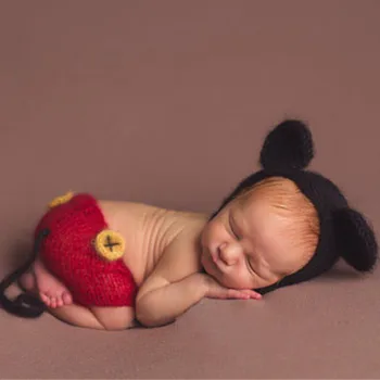 Nou-născut Copil Mic Fată Băiat Fotografie Mohair de Desene animate de Animale Pălărie Tinuta Recuzită copil Nou-născut Imagine sedinta Foto Costume de Haine