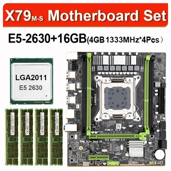 X79 X79M-E Placa de baza Stabilit Cu Intel Xeon E5-2630 2.3 GHz CPU 4* 4 GB (16 GB) DDR3 1333MHz ECC/REG RAM M. 2 SSD 6 core 12 fire