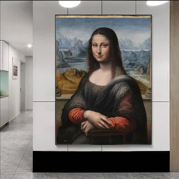 Mona Lisa, Pictura in Ulei Da Vinci, Pictura Celebra Postere si Printuri Canvas Decor de Perete de Arta Imagine pentru Camera de zi Decor Acasă