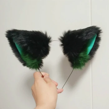 Noi Luo Xiaohei Pisica Vulpe Urechi Bentițe Bentita Hairhoop Pălării de Cosplay Costum Accesorii Verde și Negru de Culoare