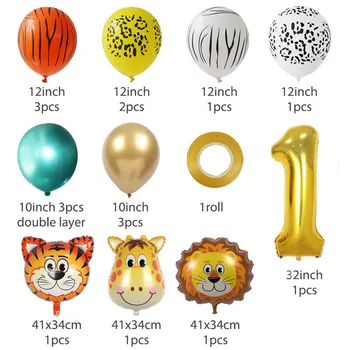 18pcs Jungle Animale din Baloane 32inch Numărul de Aur Globos Set Safari Petrecere de Ziua de Decorare pentru Copii Copil de Dus Forest Petrecere ballon