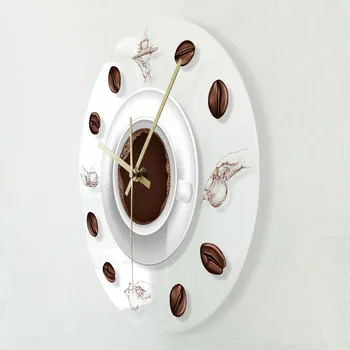 Cafea Mână de Boabe de Cafea, Ceas de Perete cu LED Backlight Design Modern Cafe Cana de Cafea Reloj De Pared Bucătărie Acrilica de Perete Ceas