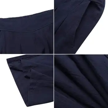 ZANZEA Femei Talie Mare Lenjerie de pat din Bumbac Pantaloni 2021 Moda Pantaloni Largi Picior Vara Vrac Solid Lungi Pantalon Casual Streetwear 5XL