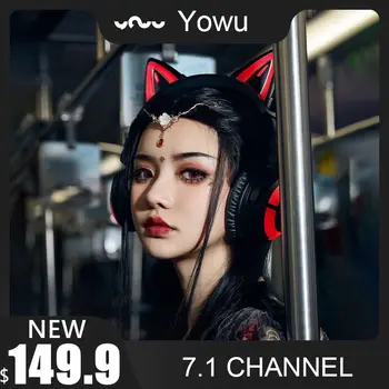 Yowu 2020 NOU 3D drăguț pisica căști wireless APP de control RGB lumini cu HD Micphone cat casco fata casti Cadou pentru prietena