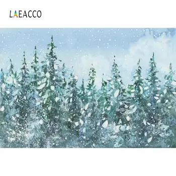 Laeacco De Iarnă, Pădure, Copac, Zăpadă, Fulg De Nea Acuarelă Model Fără Sudură Fotografice, Fotografie De Fundal Fundal Pentru Studio Foto