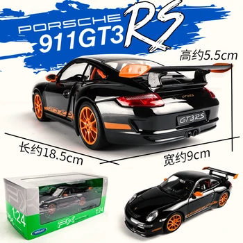 Welly 1:24 Porsche 911 GT3 RS blackcar aliaj model de masina de simulare decor masina colecție cadou jucărie de turnare model de jucărie