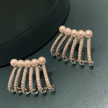 Linii de Perle Cercei Moda Străpuns Cercei Design de Brand de Bijuterii zircon Ureche clip de Nunta de Lux Bijuterii