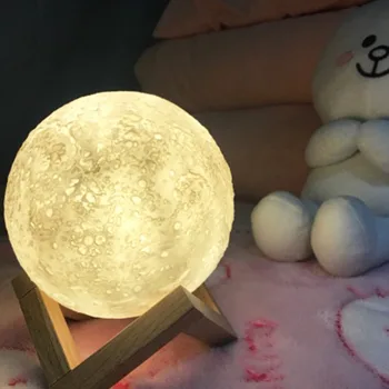 3D Reîncărcabilă de Imprimare LED Luna Lumina de Noapte Lampara Luna 2 Culori Touch Comutator Dormitor Bibliotecă Luminaria Noutatea Lunii Lampa