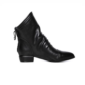 JIANBUDAN a Subliniat Toe Sexy negru cizme scurte de Toamna iarna pentru femei PU piele pantofi de Pluș cald pentru femei cizme impermeabile 35-42