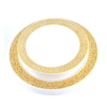 25pcs Aur de Plastic de Unică folosință Farfurii Petrecere de Nunta din Plastic set de Cină Rose de Aur Dantelă Design Tacamuri de Bucatarie Accesorii
