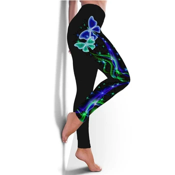 2020 Noua Moda 2XL Fluture 3D Plus Dimensiune Jambiere Mare Waisted pantaloni de Trening Femei Pantaloni Holografic Antrenament Legging Trouesrs
