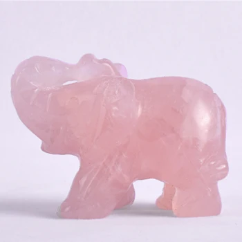 Naturale cuart roz Elefant Figurine de Cristal roz cu pietre de jad Mini Animale Statuie ambarcațiuni pentru Decor acasă accesoriu de Vindecare
