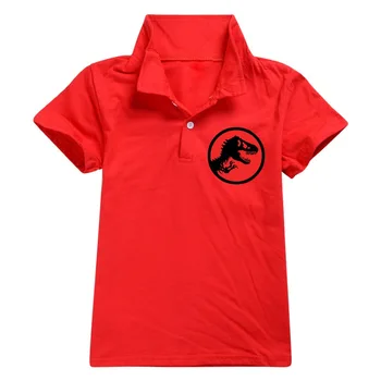 Jurassic Park Casual de Îmbrăcăminte pentru Copii din Bumbac Pur de Turn-down Guler Maneci Scurte T-shirt Dinozaur Cosplay Băieți Fete Topuri