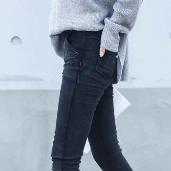 KSDKFAA 2018 Primăvară Nouă Femei Subțire Pantaloni Talie Inalta Elastica Casual Slab Creion Pantaloni de Zăpadă Pantaloni Negri Femei Plus Dimensiune 6XL