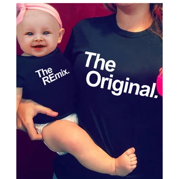 2019 Nou Look Familie Familie de Moda Haine de Potrivire Scrisoarea Imprimate Original Remix Familie tricouri Tatăl și Fiul Haine