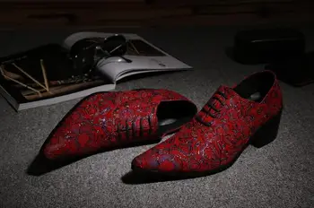 Moda Pantofi de Piele de Flori de Imprimare Pantofi Oxford Nou Rochie de Afaceri Oameni de partid a Subliniat Toe Dantela-up Pantofi eleganți
