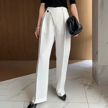 TWOTWINSTYLE Casual Solidă Talie Mare pentru Femei Pantaloni Buton de Dimensiuni Mari, Pantaloni Lungi de sex Feminin coreeană Primăvara anului 2020 Haine de Moda Noua