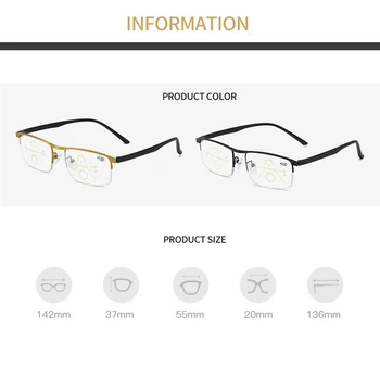 Seemfly Multifocală Progresivă ochelari de citit Bărbați Femei high-definition cu Dublă utilizare Anti Blue Light de Ajustare Jumătate de Ramă de Ochelari