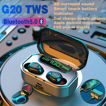 G20 TWS Mini Căști Bluetooth 9D Sunet Surround Căști Impermeabil Sporturi Pavilioane Pentru Funcționează Pe Toate Smartphone-uri, Căști