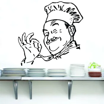 Chef Autocolante De Perete De Arta Decor Acasă Vinil Silueta Amuzant Bucătar Bucătărie Impermeabil Decalcomanii De Perete Sala De Mese Modernă Podoabă Y922